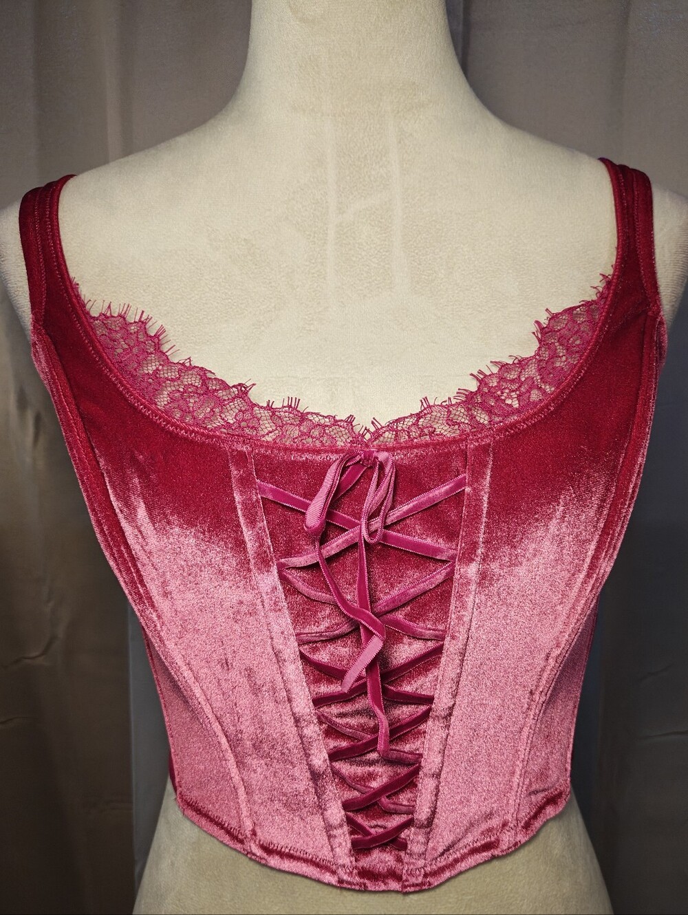 Victoria's Secret Dream Angels Dusty Rose Mauve Velvet Corset Top.